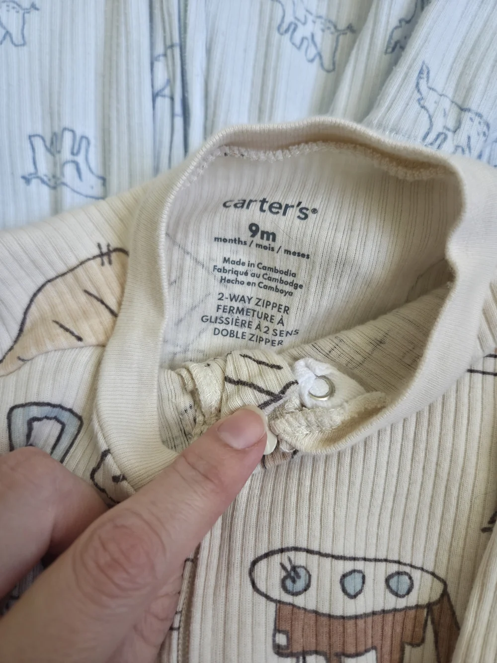 Carter's Ribbed Zip Footed One-Piece Sleepers Baby Boy Size 9M